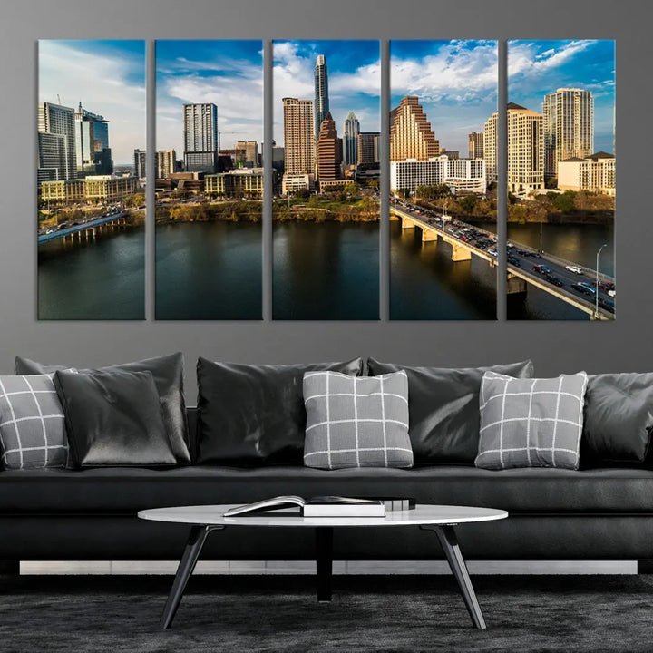 Austin City Morning Skyline Cityscape Picture Wall Art Print Canvas Wall Decor