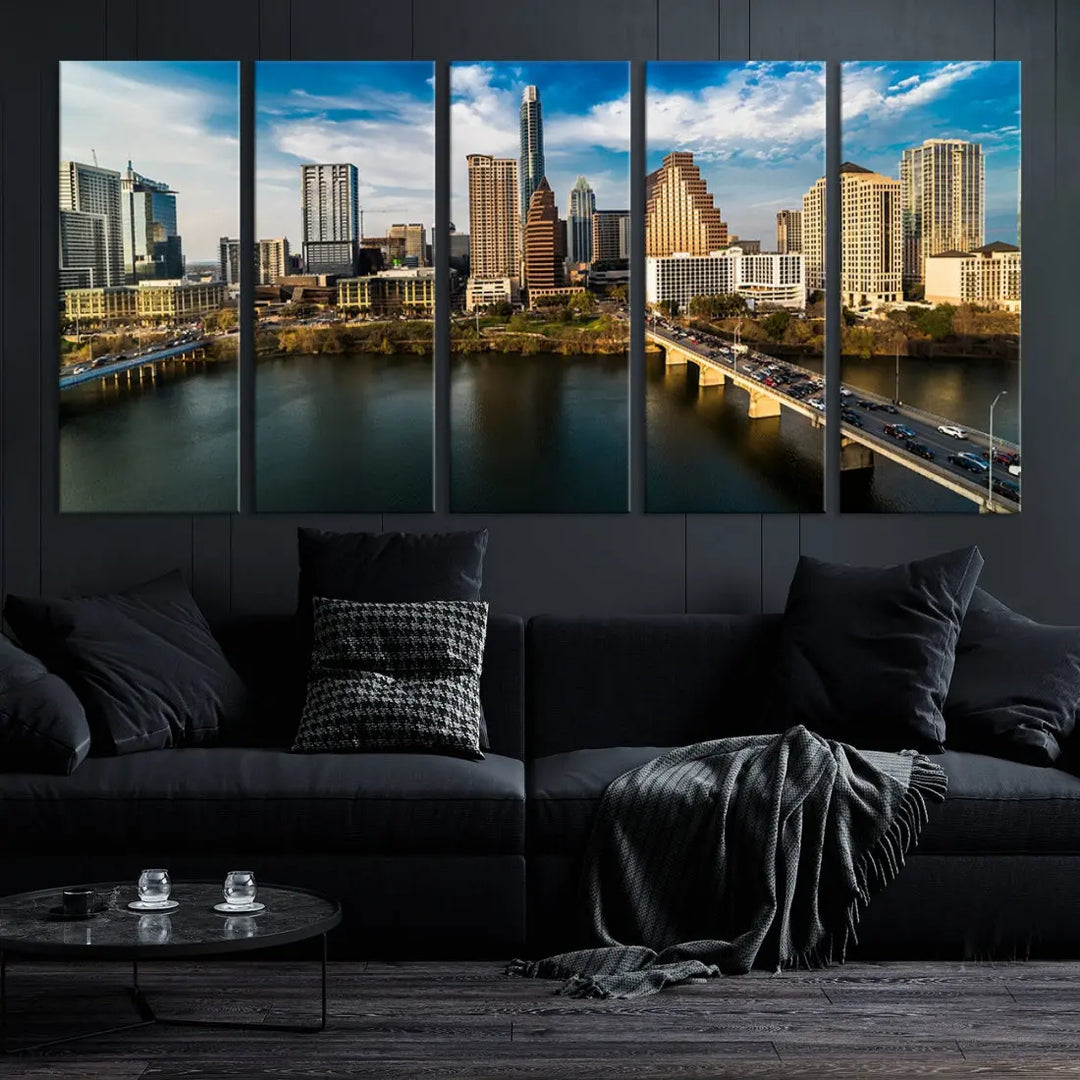 Austin City Morning Skyline Cityscape Picture Wall Art Print Canvas Wall Decor