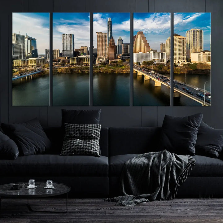 Austin City Morning Skyline Cityscape Picture Wall Art Print Canvas Wall Decor