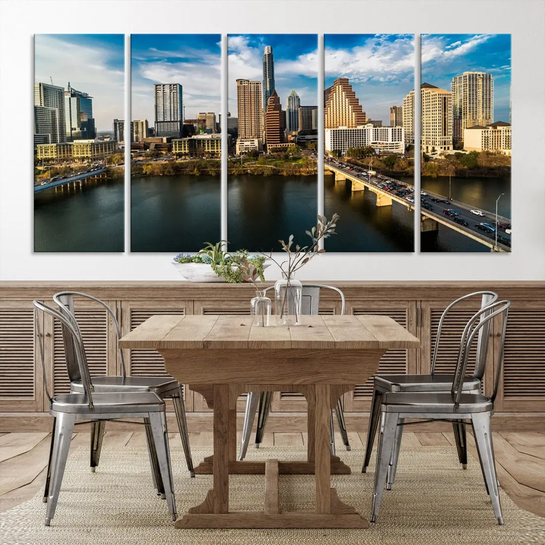 Austin City Morning Skyline Cityscape Picture Wall Art Print Canvas Wall Decor