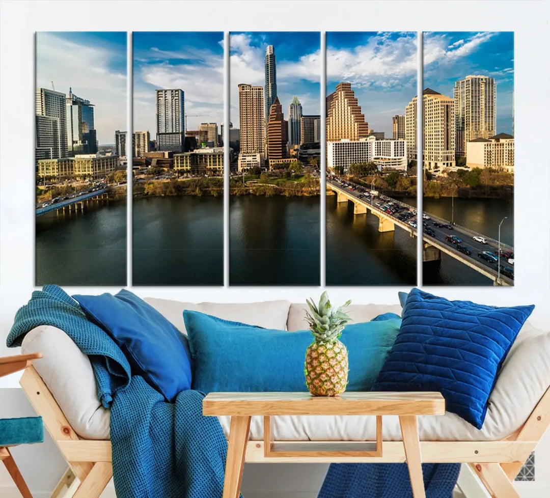 Austin City Morning Skyline Cityscape Picture Wall Art Print Canvas Wall Decor