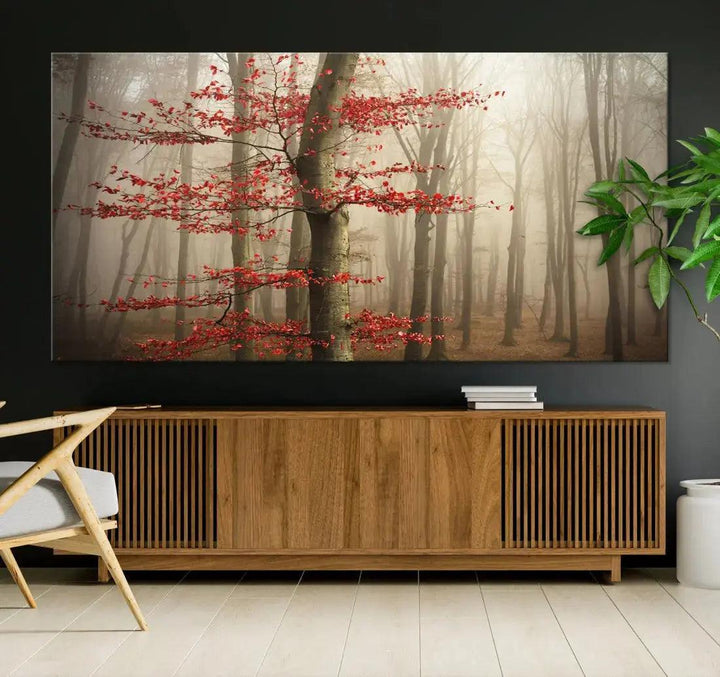 Autumn Forest Landscape Canvas Print Wall Art with Majestic TreesA Nature Inspired Masterpiece