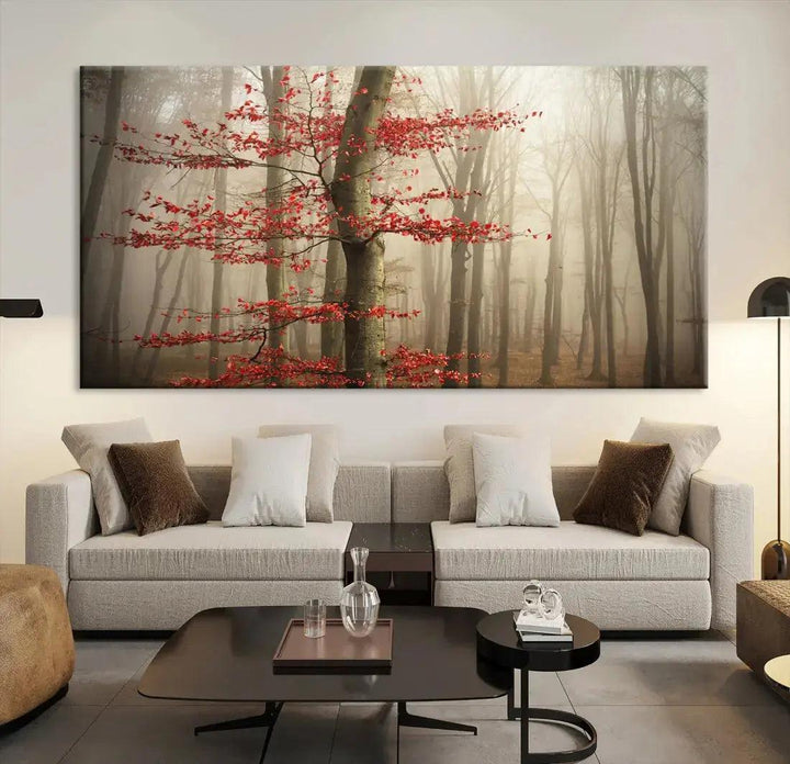 Autumn Forest Landscape Canvas Print Wall Art with Majestic TreesA Nature Inspired Masterpiece