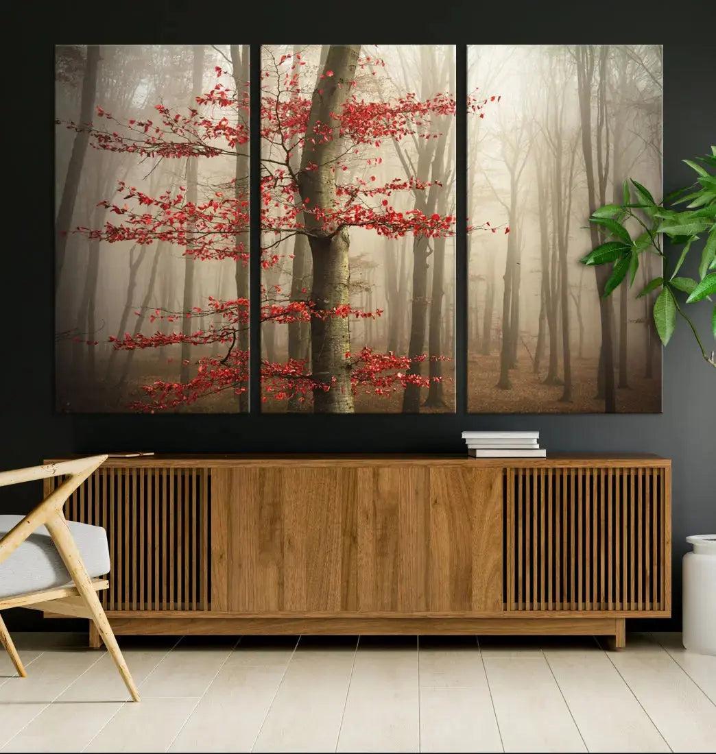 Autumn Forest Landscape Canvas Print Wall Art with Majestic TreesA Nature Inspired Masterpiece