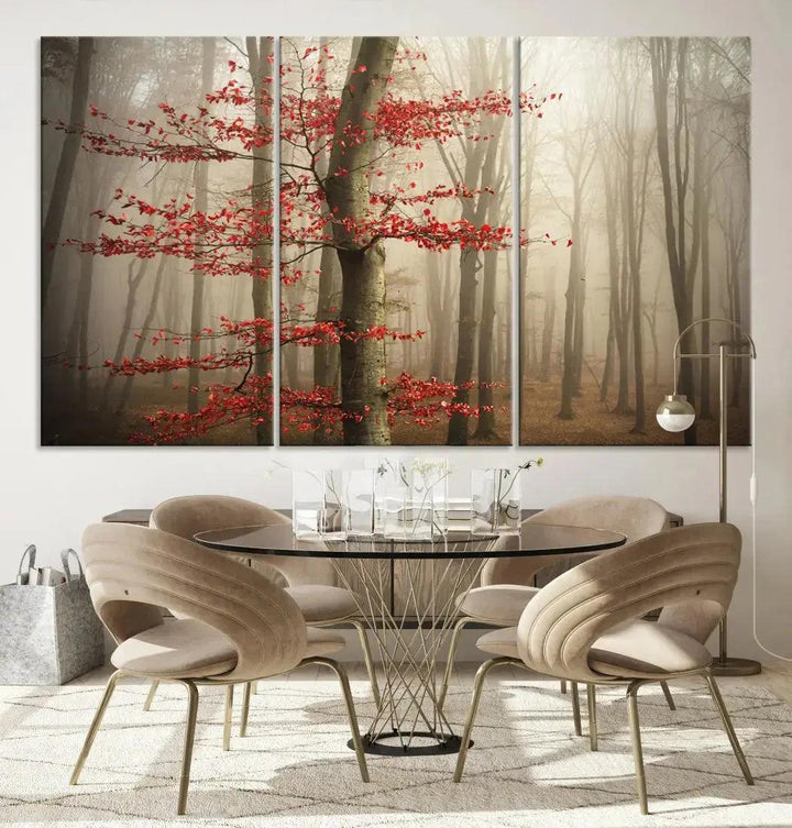 Autumn Forest Landscape Canvas Print Wall Art with Majestic TreesA Nature Inspired Masterpiece