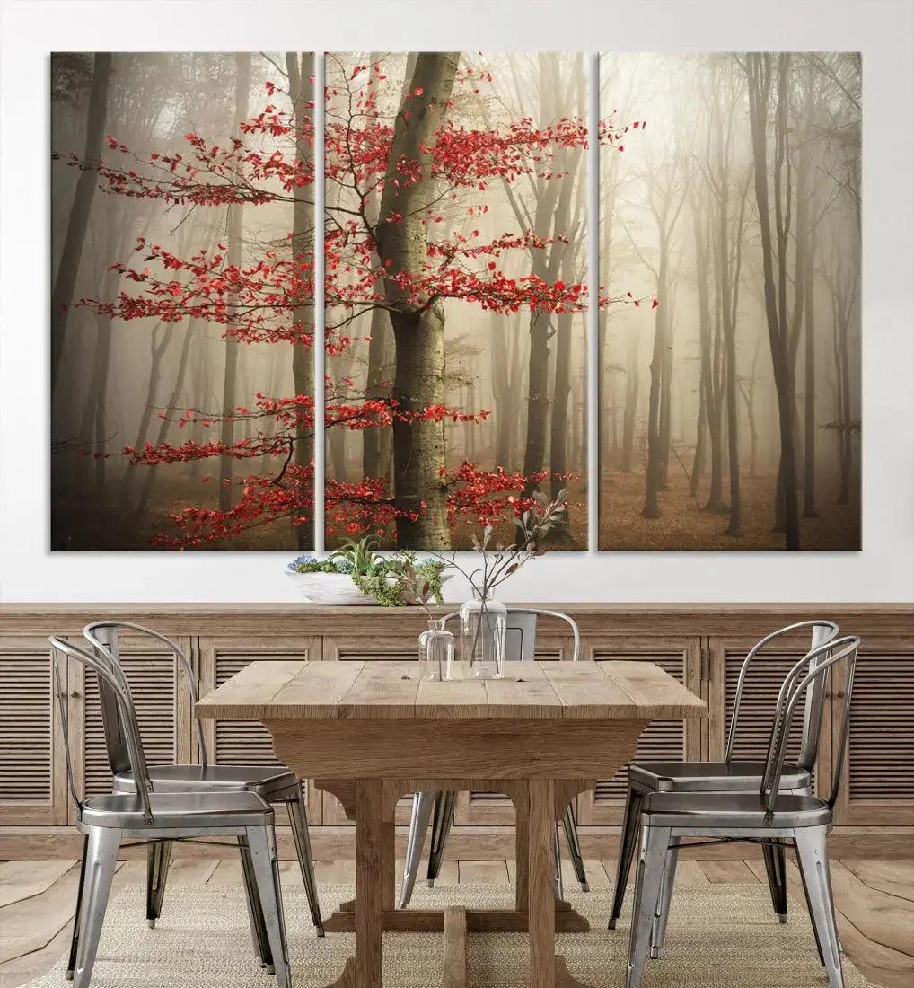 Autumn Forest Landscape Canvas Print Wall Art with Majestic TreesA Nature Inspired Masterpiece