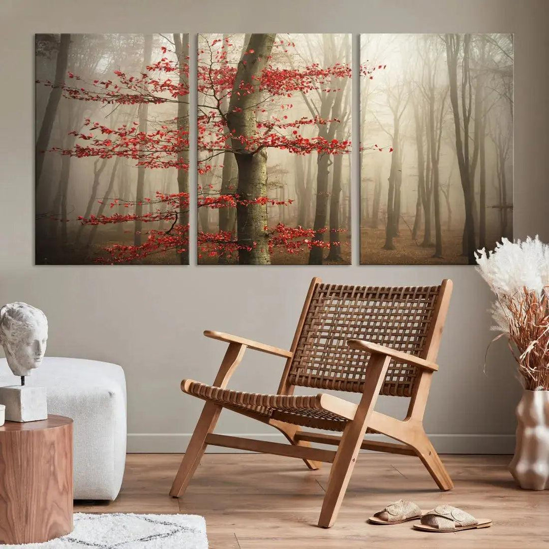 Autumn Forest Landscape Canvas Print Wall Art with Majestic TreesA Nature Inspired Masterpiece