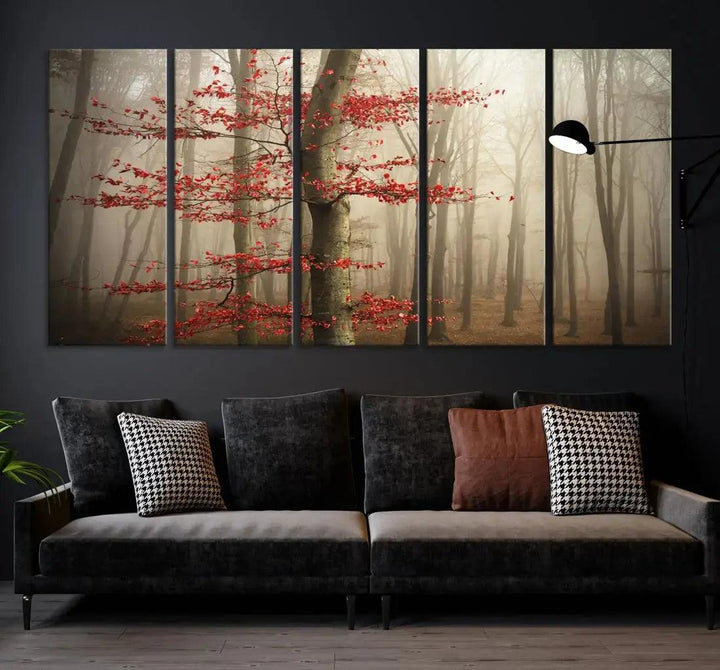 Autumn Forest Landscape Canvas Print Wall Art with Majestic TreesA Nature Inspired Masterpiece