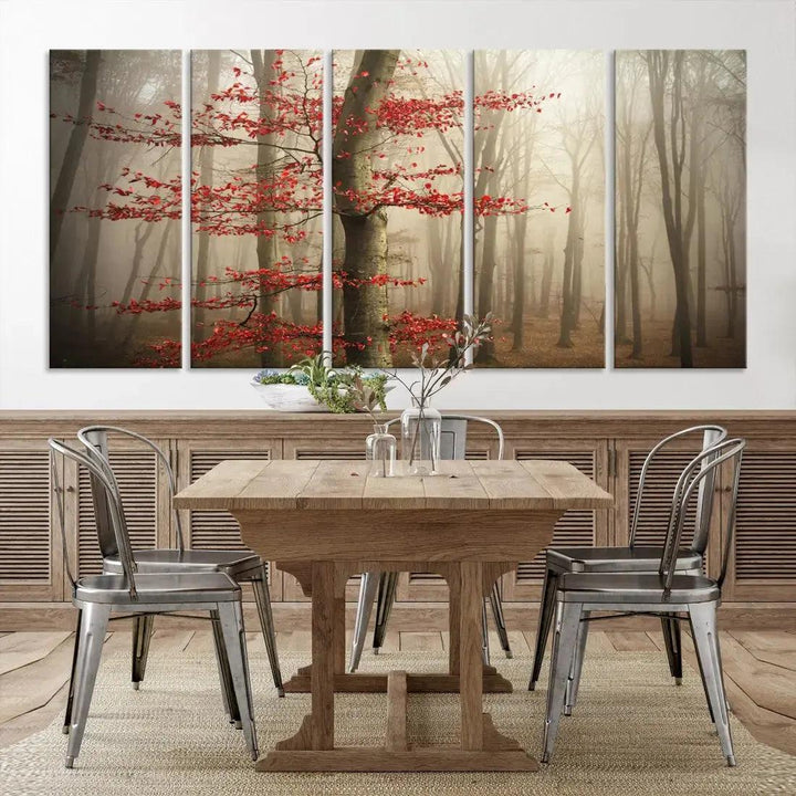 Autumn Forest Landscape Canvas Print Wall Art with Majestic TreesA Nature Inspired Masterpiece