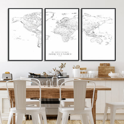 23223-MGV-CV-36X24-Push Pin World Map Canvas Print – Framed Wall Art for Couples to Track Their Travels – Anniversary Gift or Home Adventure Decor