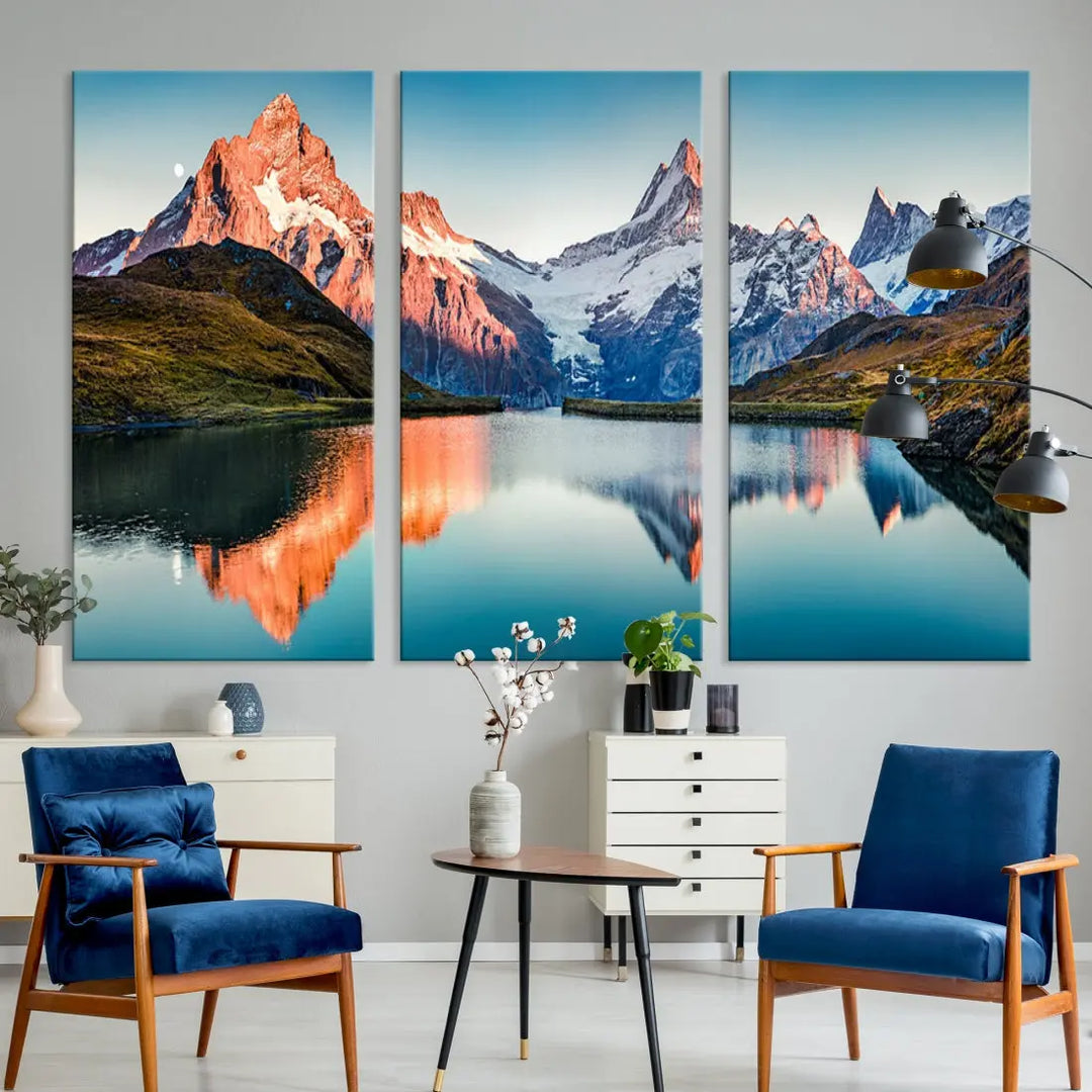 Bachalpsee Lake Switzerland Landscape Wall Art Canvas Print Wall Decor