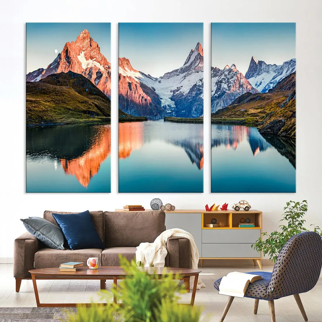 Bachalpsee Lake Switzerland Landscape Wall Art Canvas Print Wall Decor