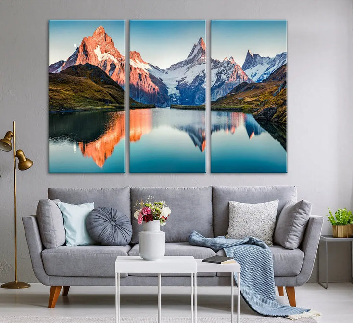 Bachalpsee Lake Switzerland Landscape Wall Art Canvas Print Wall Decor