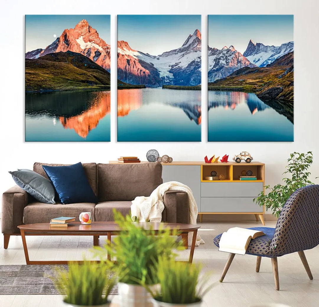 Bachalpsee Lake Switzerland Landscape Wall Art Canvas Print Wall Decor