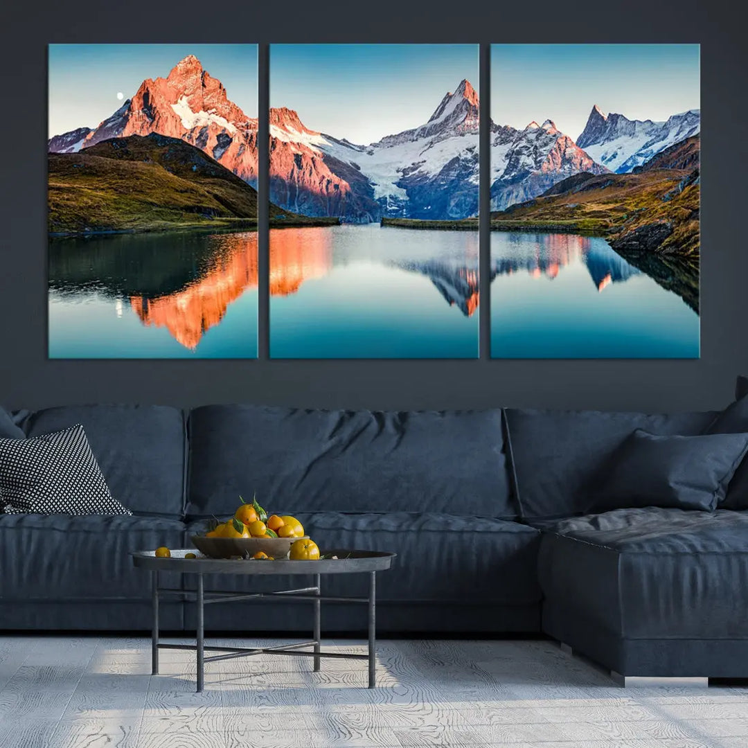 Bachalpsee Lake Switzerland Landscape Wall Art Canvas Print Wall Decor