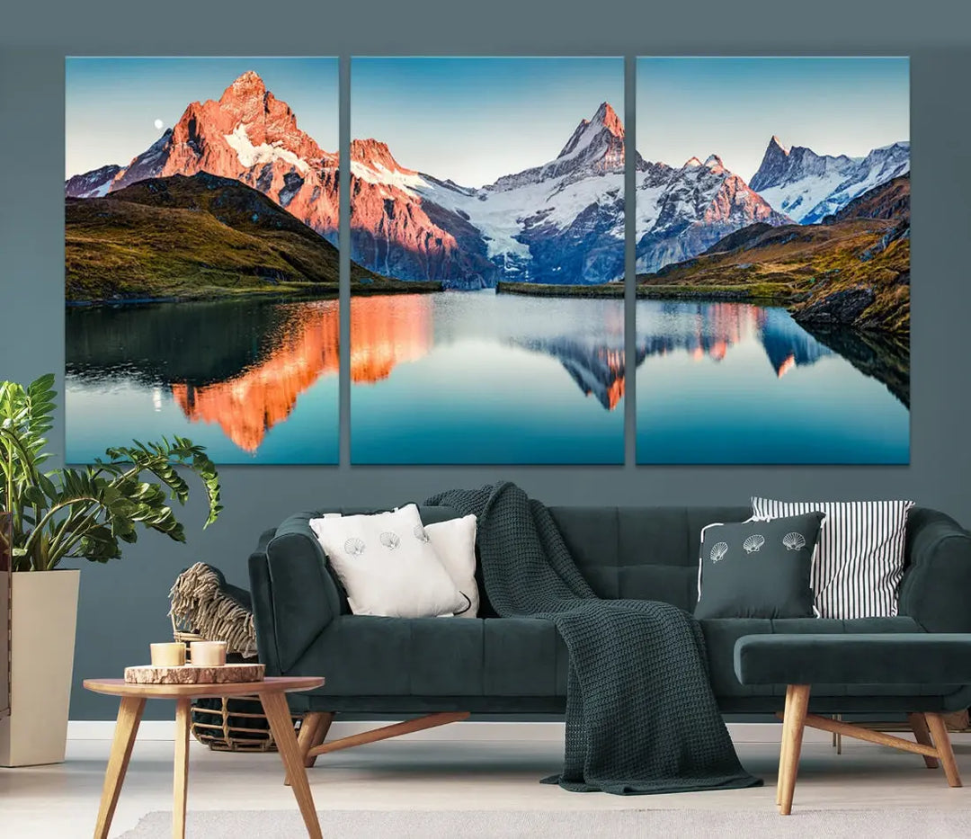 Bachalpsee Lake Switzerland Landscape Wall Art Canvas Print Wall Decor