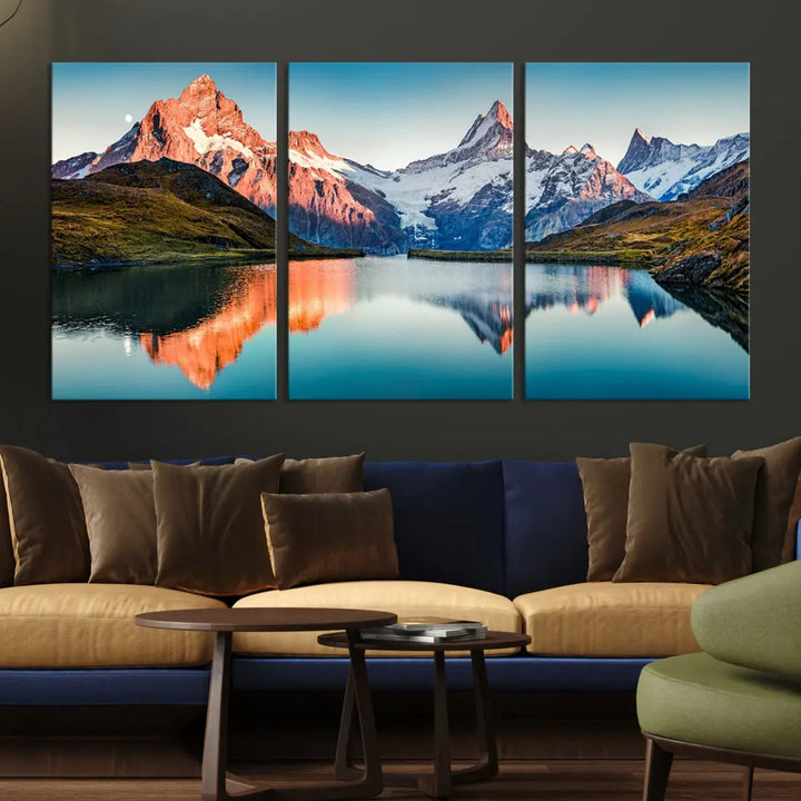 Bachalpsee Lake Switzerland Landscape Wall Art Canvas Print Wall Decor