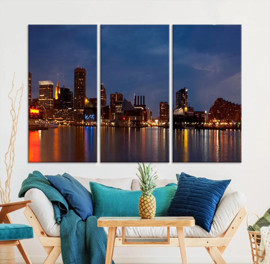 Baltimore City Downtown Skyline Cityscape Large Wall Art Canvas Print