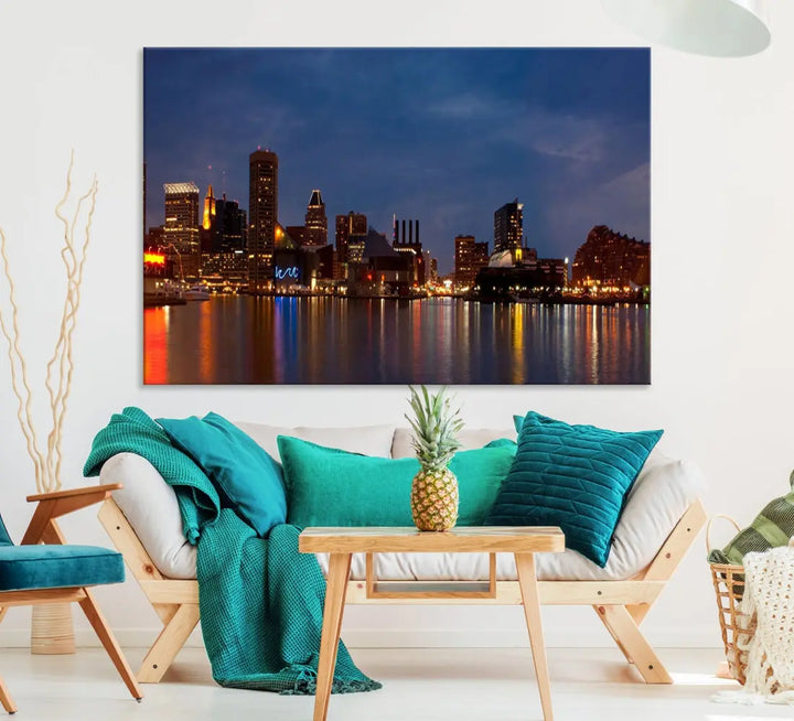 Baltimore City Downtown Skyline Cityscape Large Wall Art Canvas Print