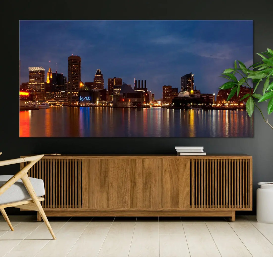 Baltimore City Downtown Skyline Cityscape Large Wall Art Canvas Print