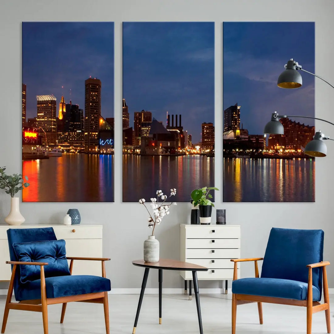 Baltimore City Downtown Skyline Cityscape Large Wall Art Canvas Print