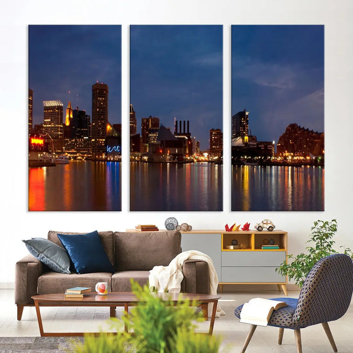 Baltimore City Downtown Skyline Cityscape Large Wall Art Canvas Print