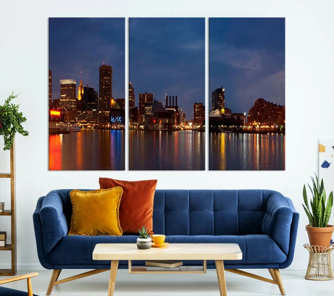 Baltimore City Downtown Skyline Cityscape Large Wall Art Canvas Print