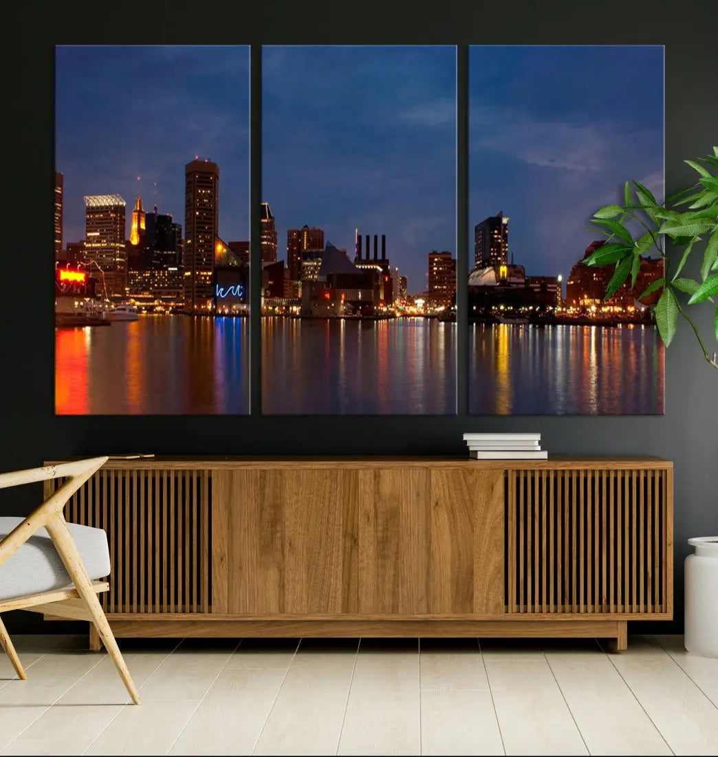 Baltimore City Downtown Skyline Cityscape Large Wall Art Canvas Print