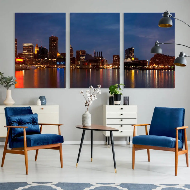 Baltimore City Downtown Skyline Cityscape Large Wall Art Canvas Print