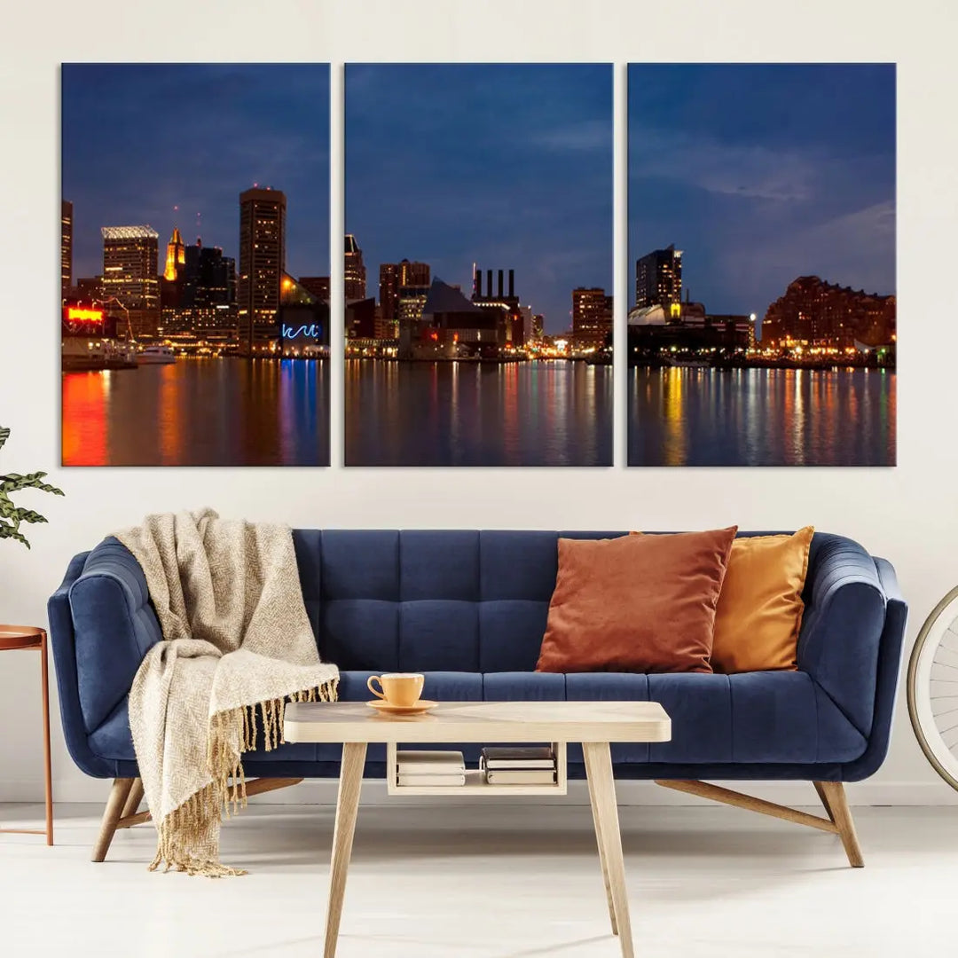 Baltimore City Downtown Skyline Cityscape Large Wall Art Canvas Print