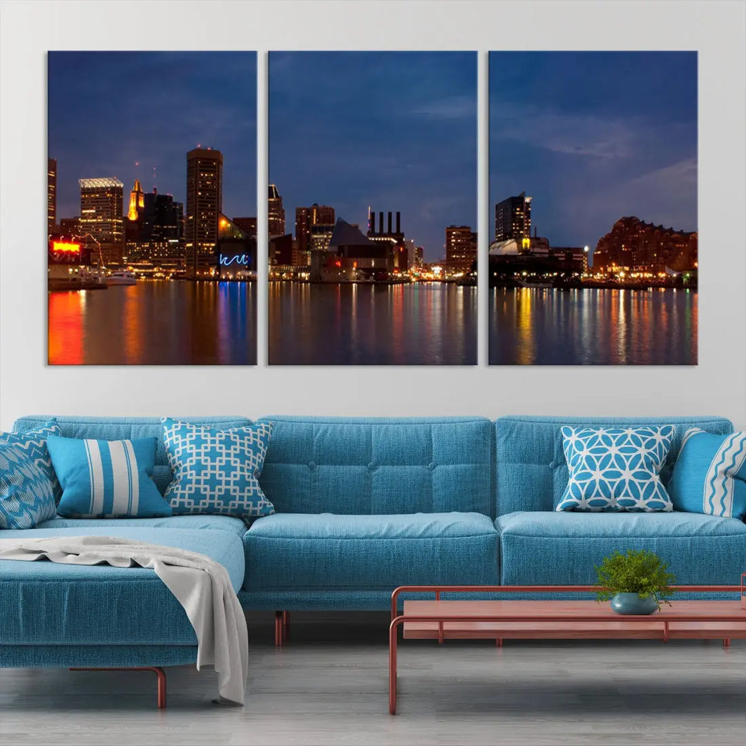 Baltimore City Downtown Skyline Cityscape Large Wall Art Canvas Print