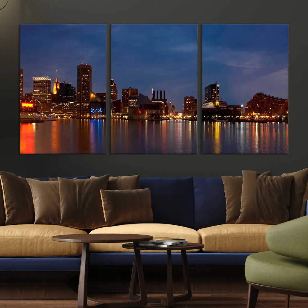 Baltimore City Downtown Skyline Cityscape Large Wall Art Canvas Print