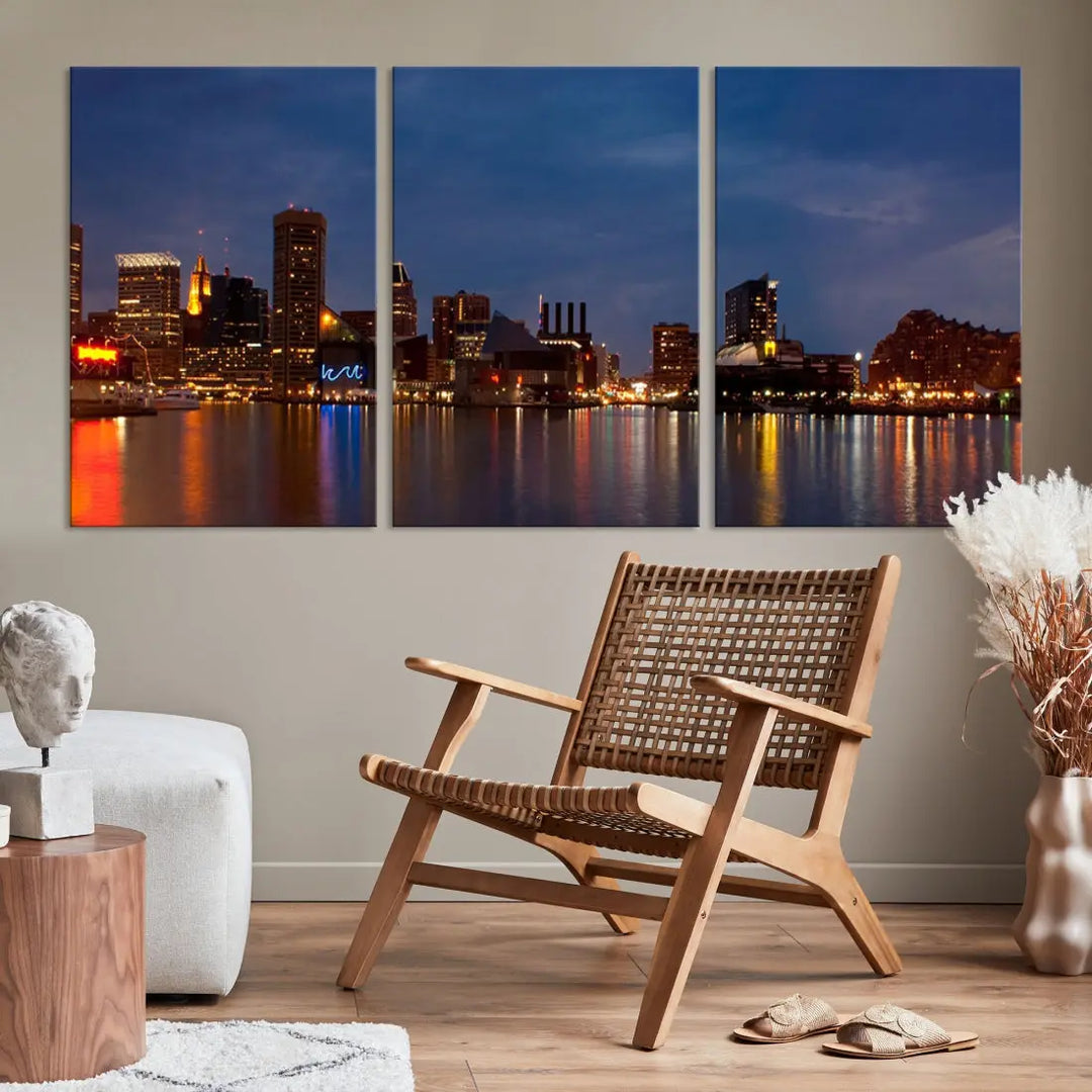 Baltimore City Downtown Skyline Cityscape Large Wall Art Canvas Print