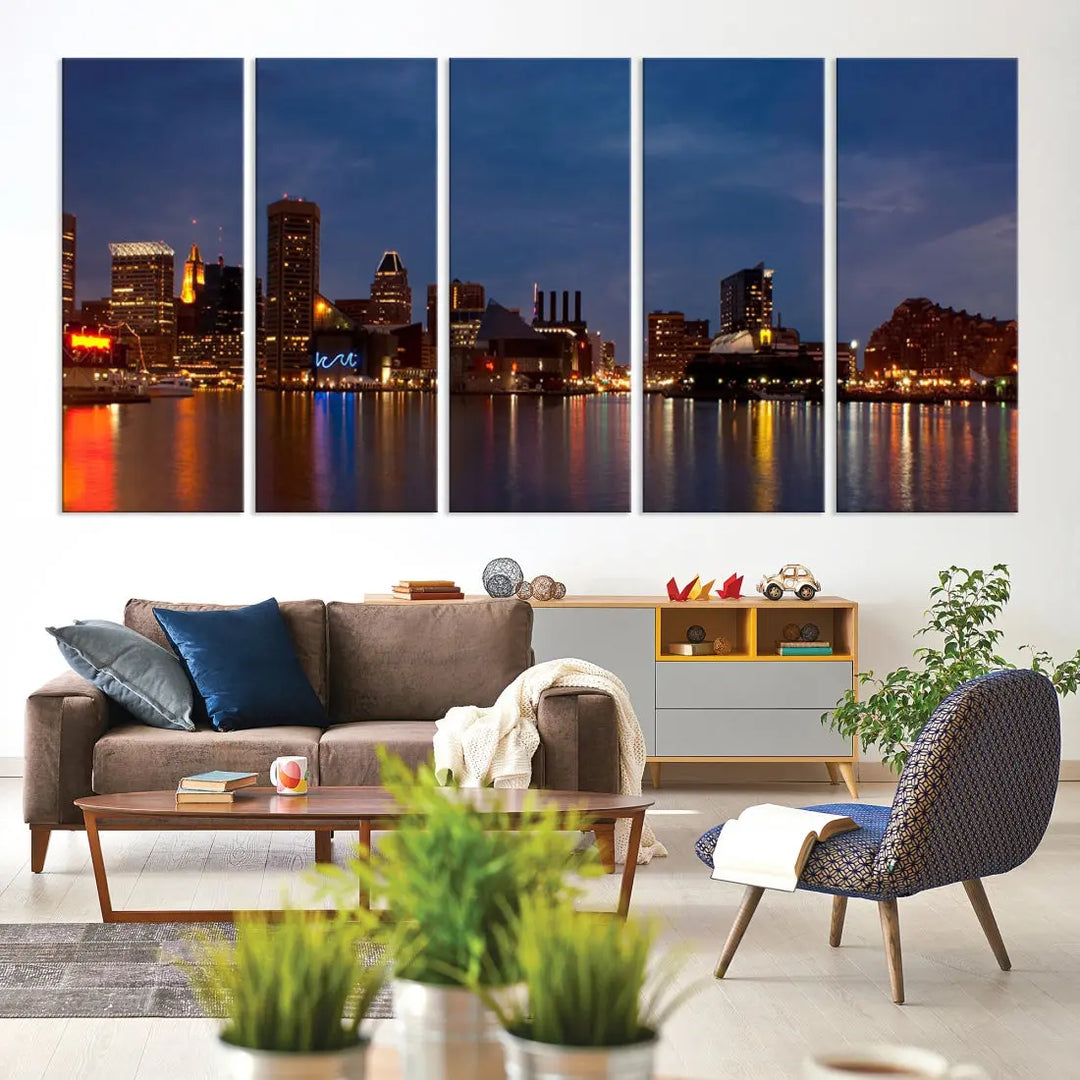 Baltimore City Downtown Skyline Cityscape Large Wall Art Canvas Print