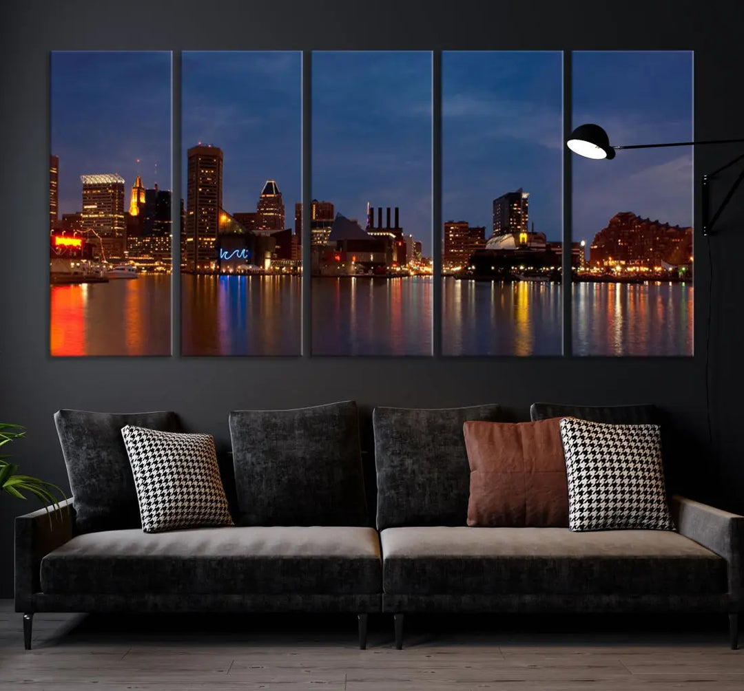 Baltimore City Downtown Skyline Cityscape Large Wall Art Canvas Print