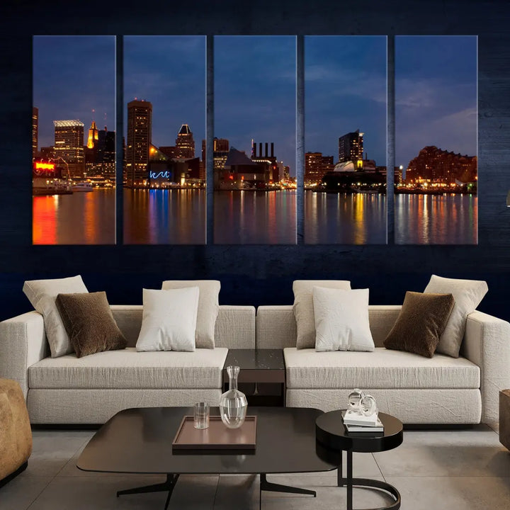 Baltimore City Downtown Skyline Cityscape Large Wall Art Canvas Print