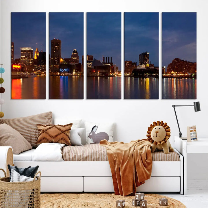 Baltimore City Downtown Skyline Cityscape Large Wall Art Canvas Print