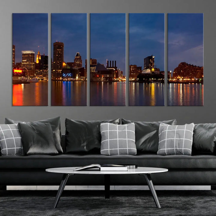 Baltimore City Downtown Skyline Cityscape Large Wall Art Canvas Print