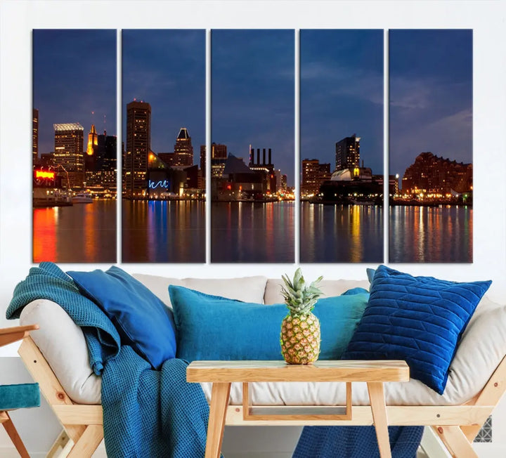 Baltimore City Downtown Skyline Cityscape Large Wall Art Canvas Print