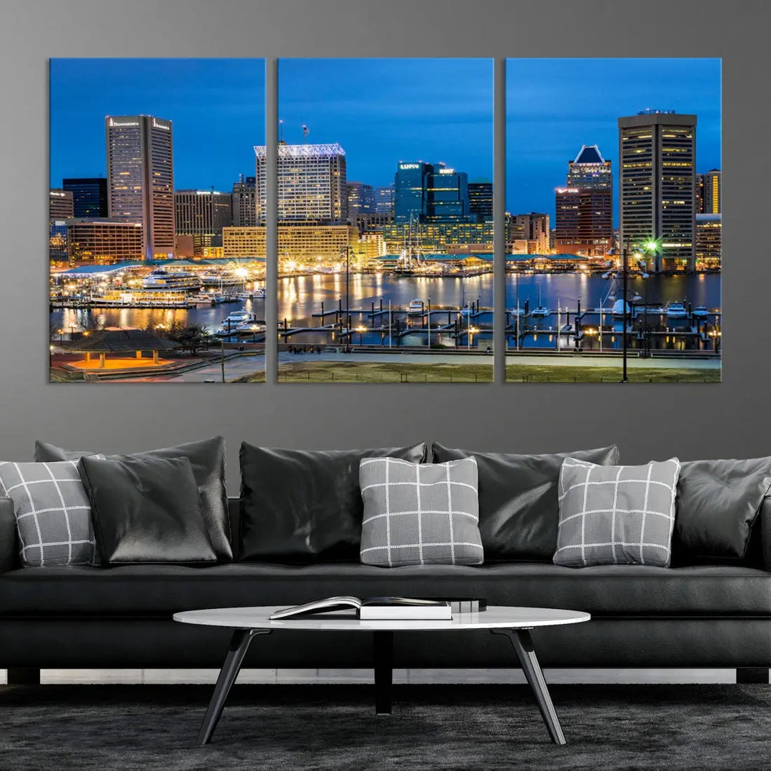 Baltimore Downtown Inner Harbor Canvas Wall Art Skyline Cityscape Print