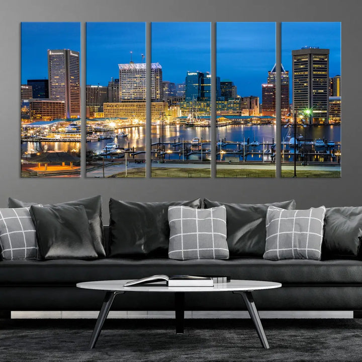 Baltimore Downtown Inner Harbor Canvas Wall Art Skyline Cityscape Print