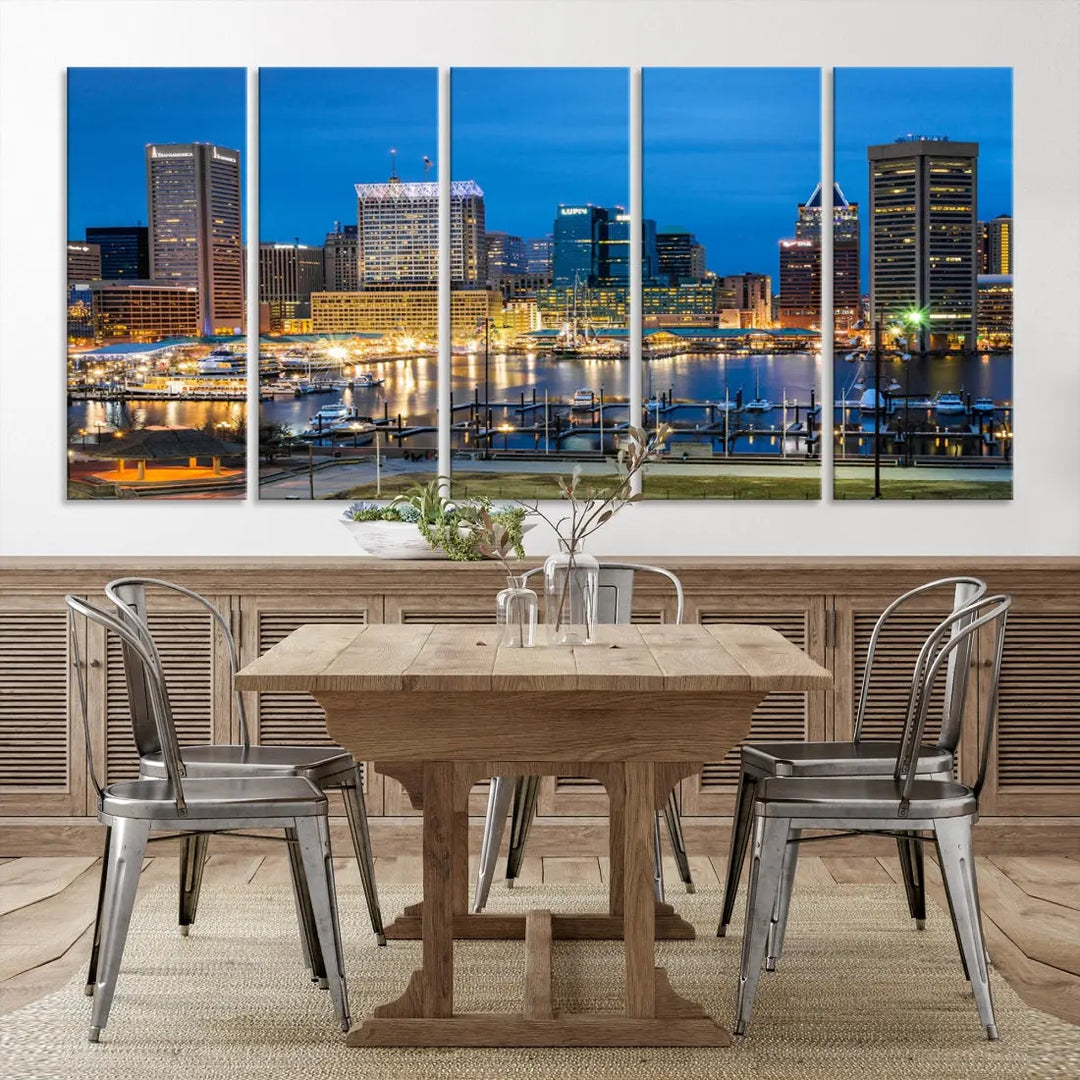 Baltimore Downtown Inner Harbor Canvas Wall Art Skyline Cityscape Print