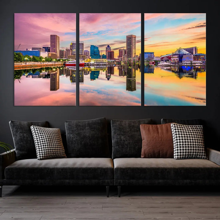 Baltimore Downtown at Sunset Canvas Wall Art Cityscape Print Skyline Wall Decor