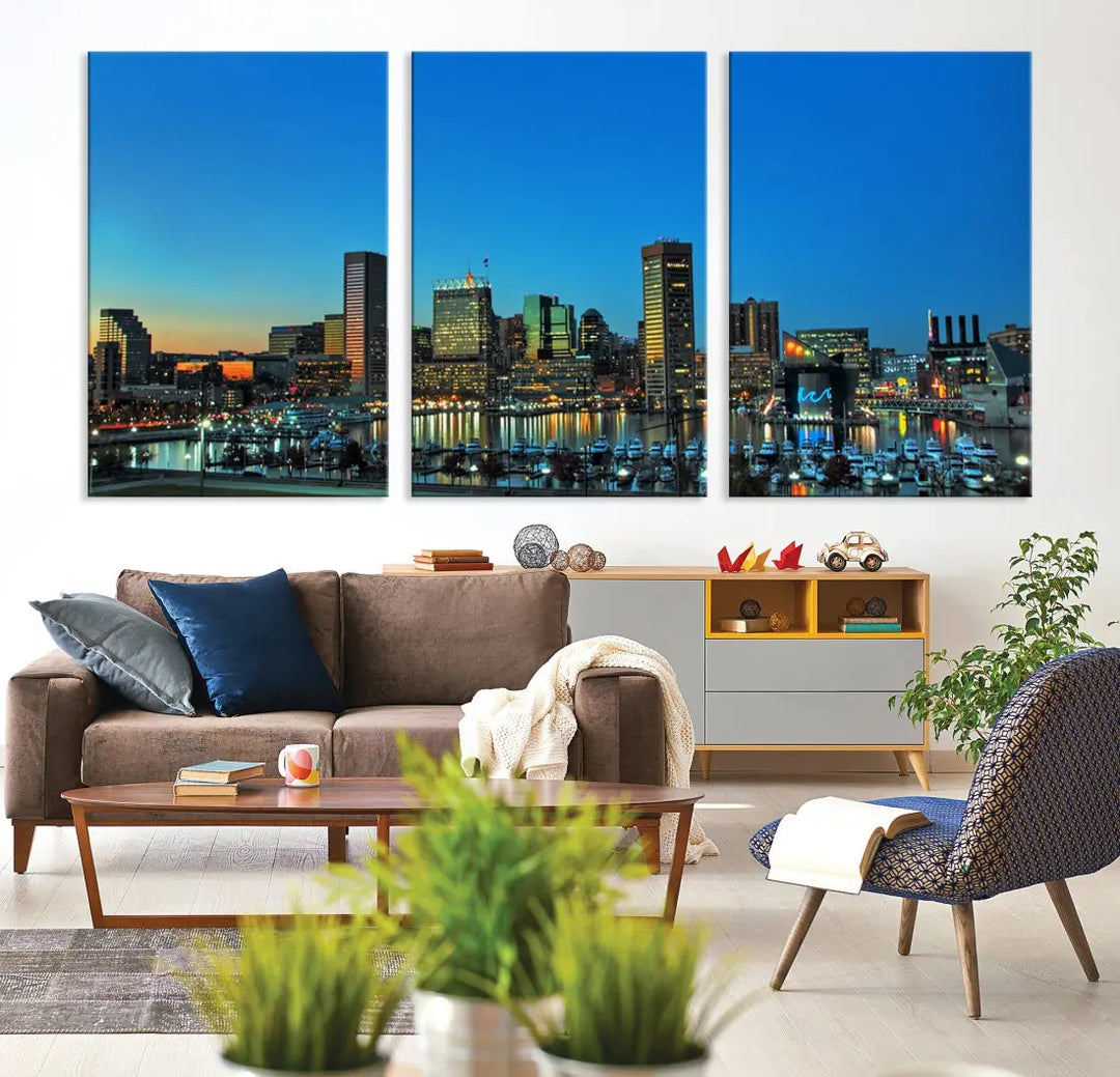 Baltimore Inner Harbor Print Skyline Canvas Wall Art Framed Baltimore Downtown