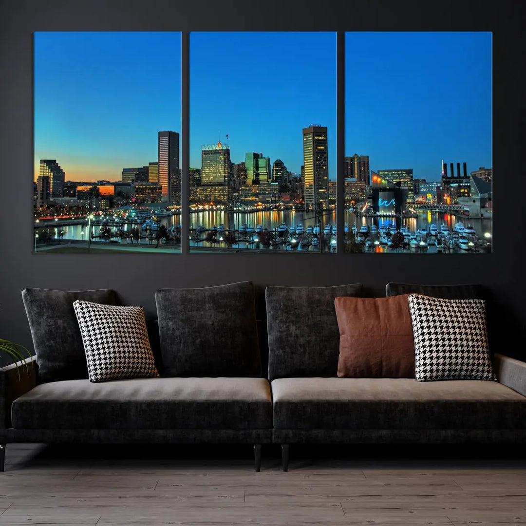 Baltimore Inner Harbor Print Skyline Canvas Wall Art Framed Baltimore Downtown