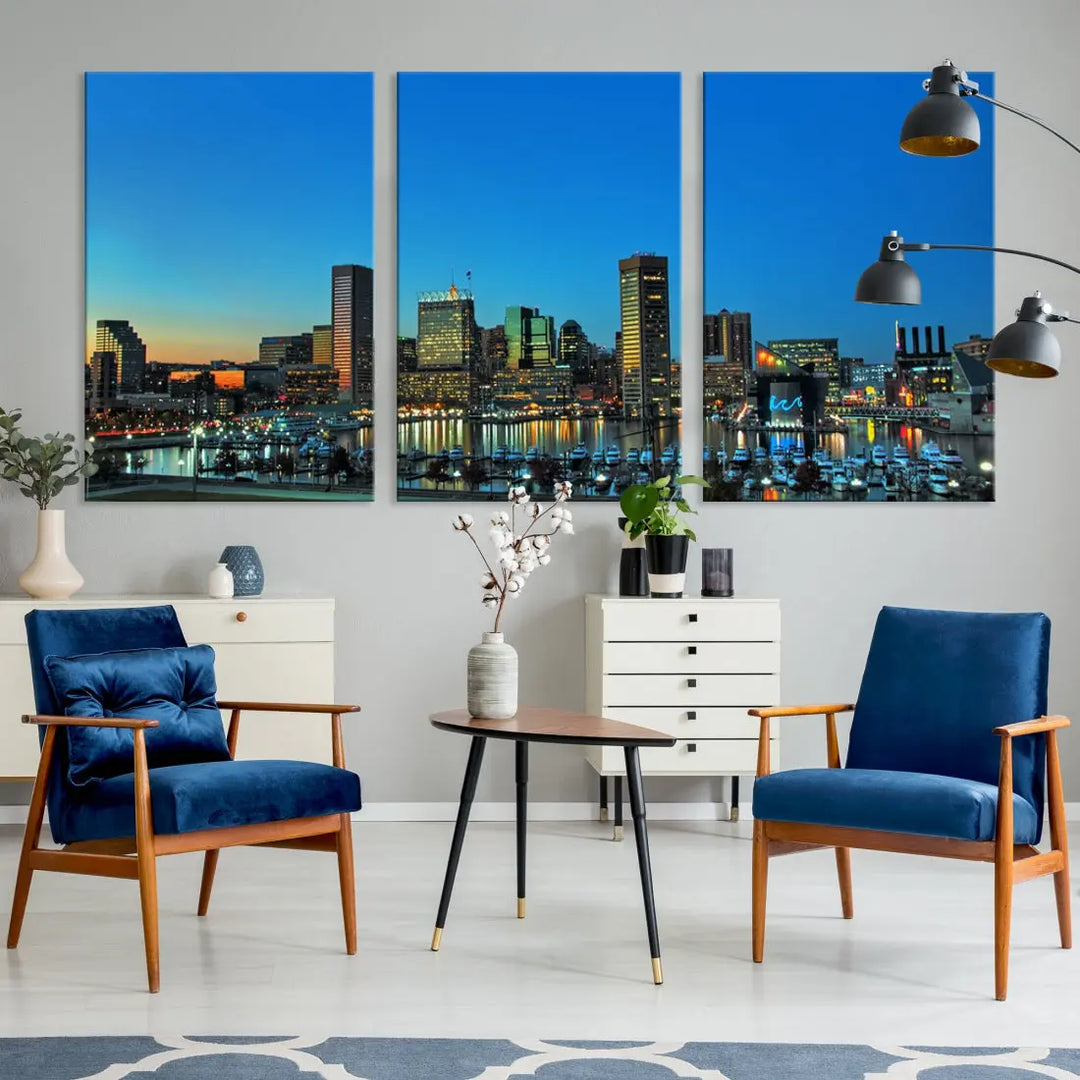 Baltimore Inner Harbor Print Skyline Canvas Wall Art Framed Baltimore Downtown