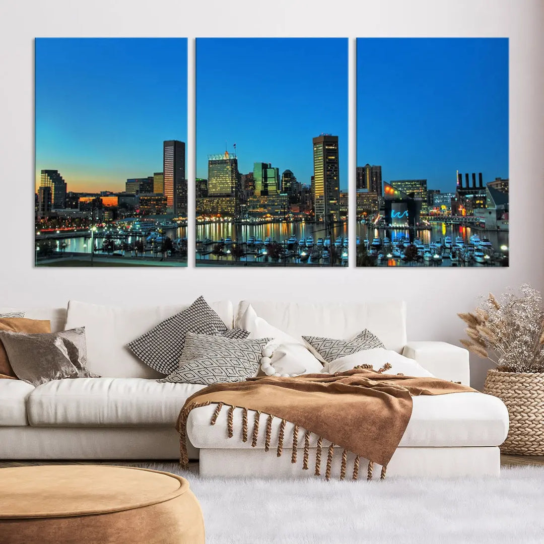 Baltimore Inner Harbor Print Skyline Canvas Wall Art Framed Baltimore Downtown