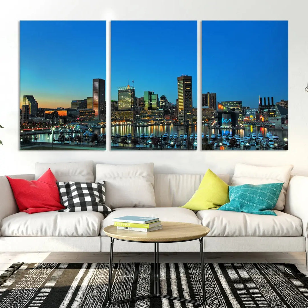 Baltimore Inner Harbor Print Skyline Canvas Wall Art Framed Baltimore Downtown