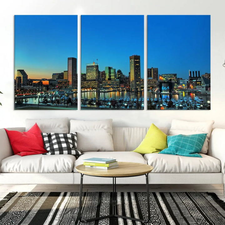 Baltimore Inner Harbor Print Skyline Canvas Wall Art Framed Baltimore Downtown