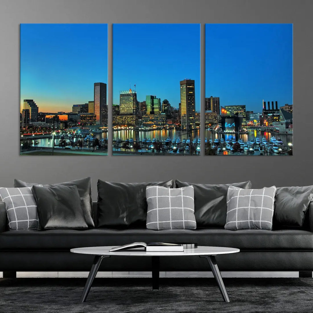 Baltimore Inner Harbor Print Skyline Canvas Wall Art Framed Baltimore Downtown